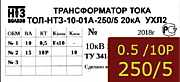 Опорный трансформатор тока. ТОЛ-НТЗ-01А-0,5fs10/10p10-10/15-250/5 5кА УХЛ2